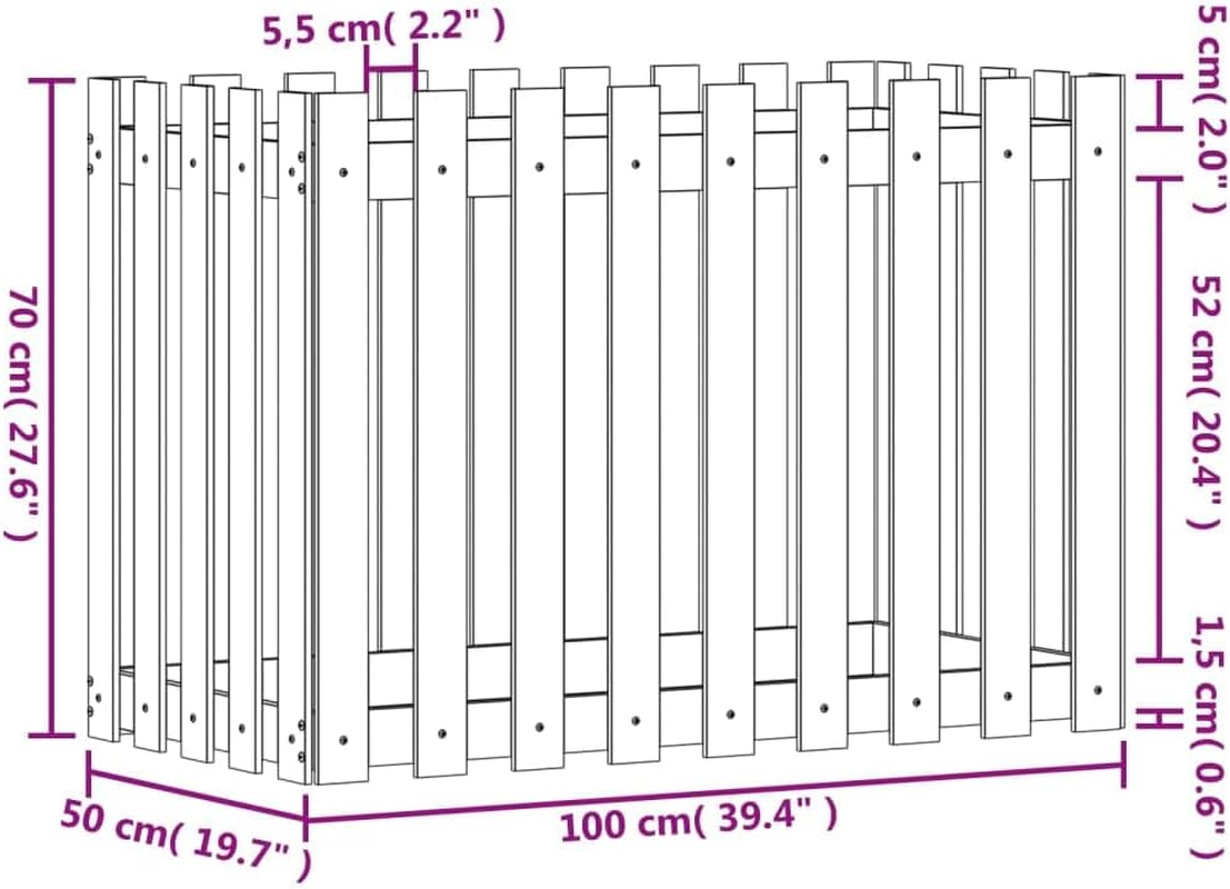 'Vidaxl Garden Raised Bed in Natural Brown Douglas Wood - Versatile Design for Flower Planting and Display, 100X50X70 Cm Size Fit for Patio or Deck image number 2