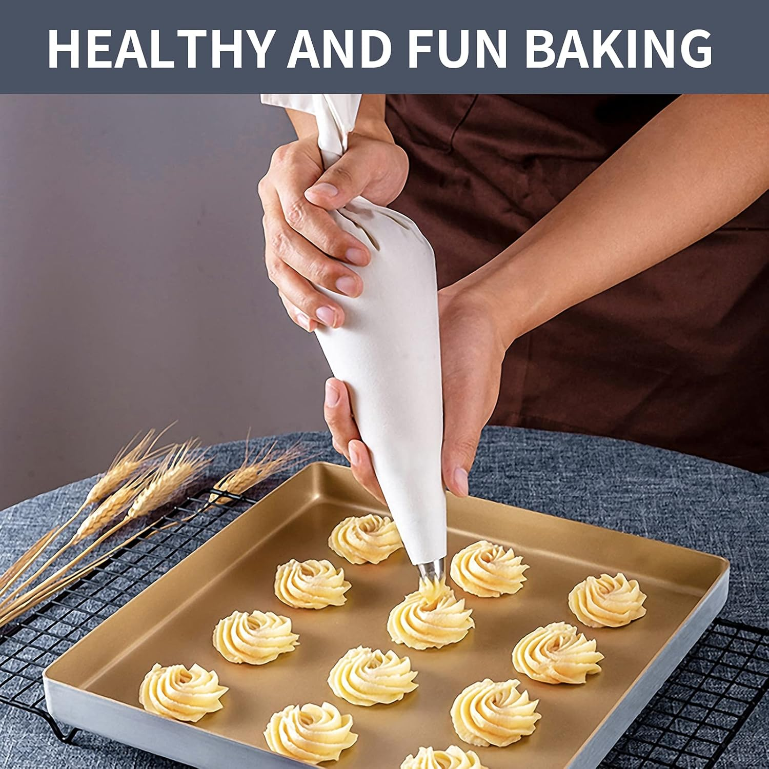 6 Piece Icing Nozzles Piping Bag Set, Cake Decorating Tool, 5 Mouth Decorating and 1 White Cotton Piping Bag, Cupcake Decoration Baking Set for Cakes, Cakes, Biscuit Decoration image number 3