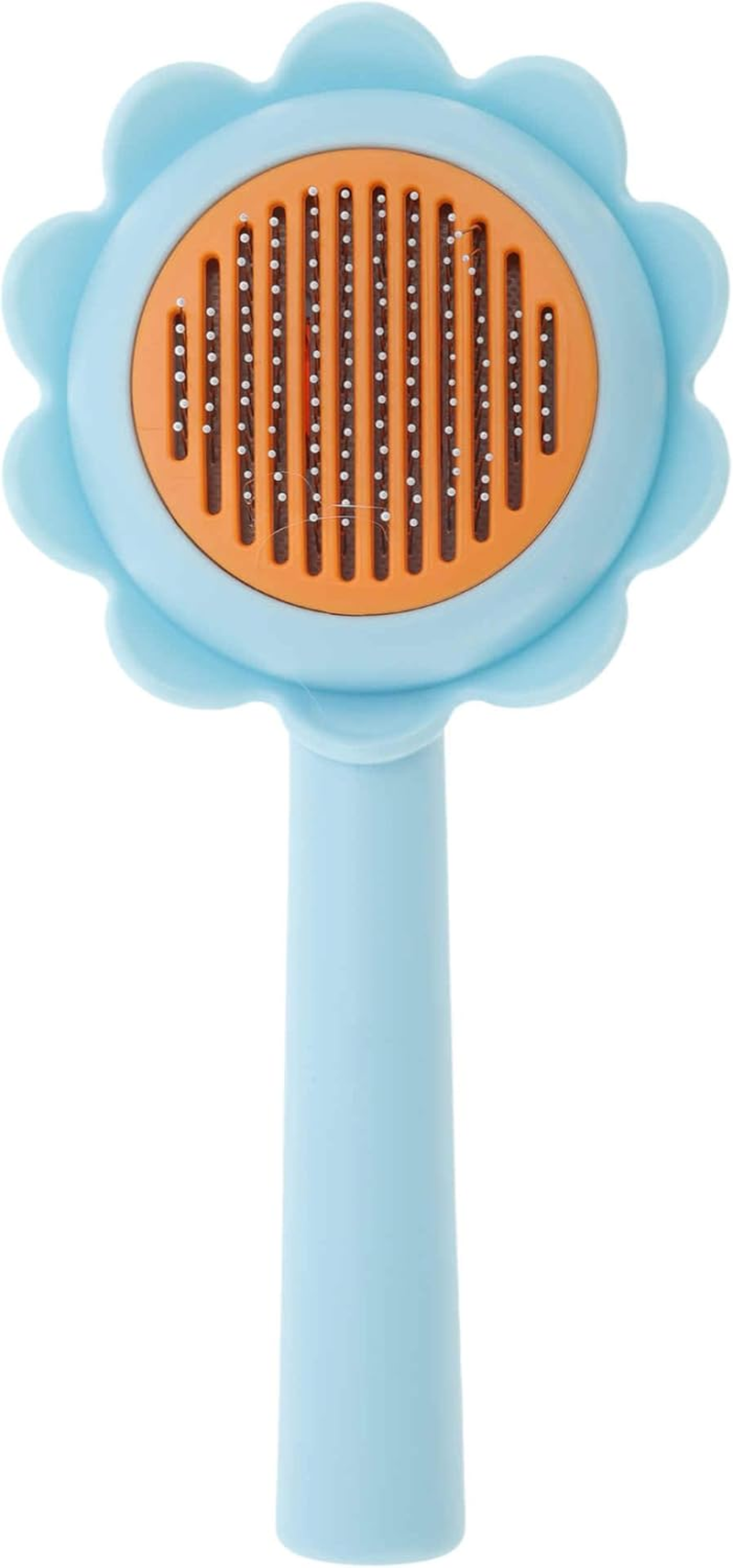 CAPASTEC Pet Brush, Cleaning Brush for Cats and Dogs, Flower Shape Pet Grooming Brush Tool, Easy Detangling Puppy Brush for Hair Massage Indoor and Outdoor, Blue image number 4