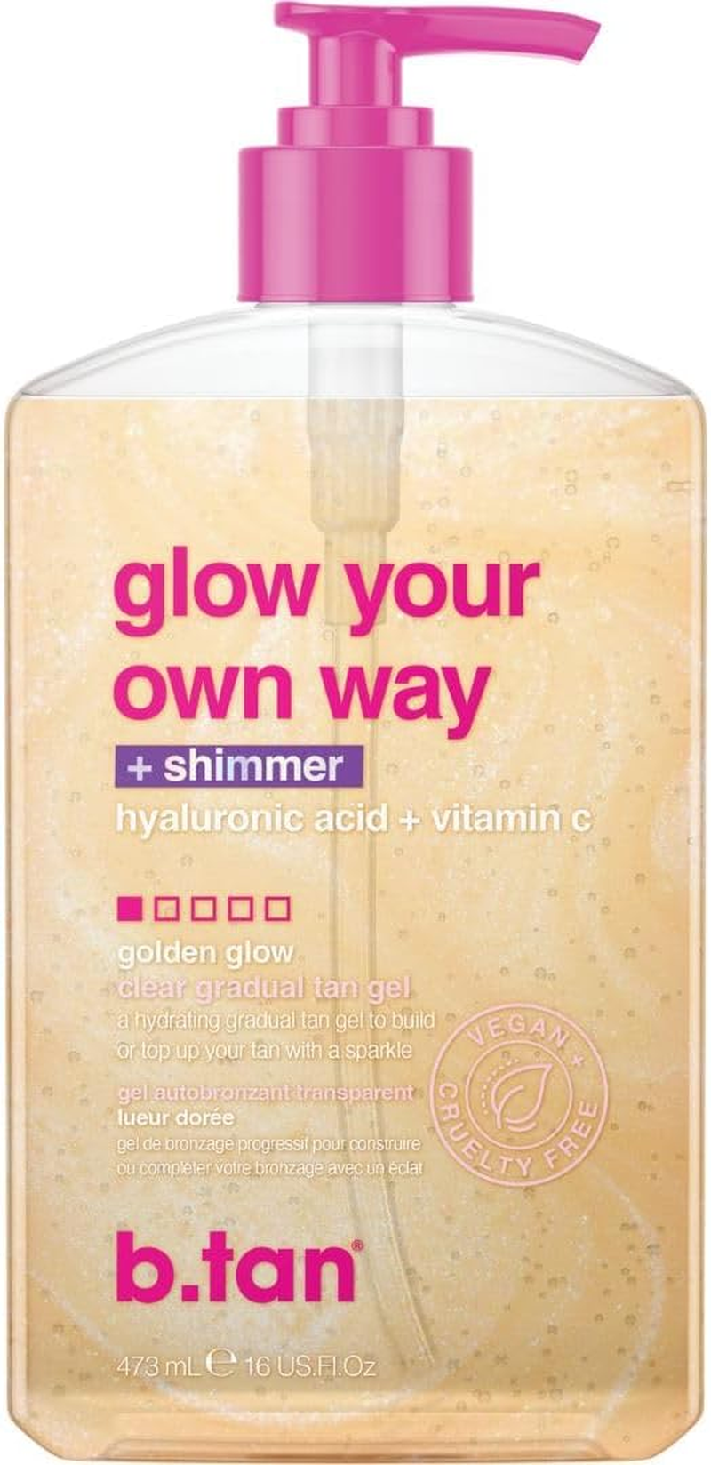 B.Tan Clear Gradual Self Tan Gel | Glow Your Own Way Shimmer - Sunkissed Golden Bronze, Transfer Free, Best Extender, Moisturizing, Non Toxic Sunless Tanning Lotion, No Fake Tanner Smell, 16 Fl Oz image number 4