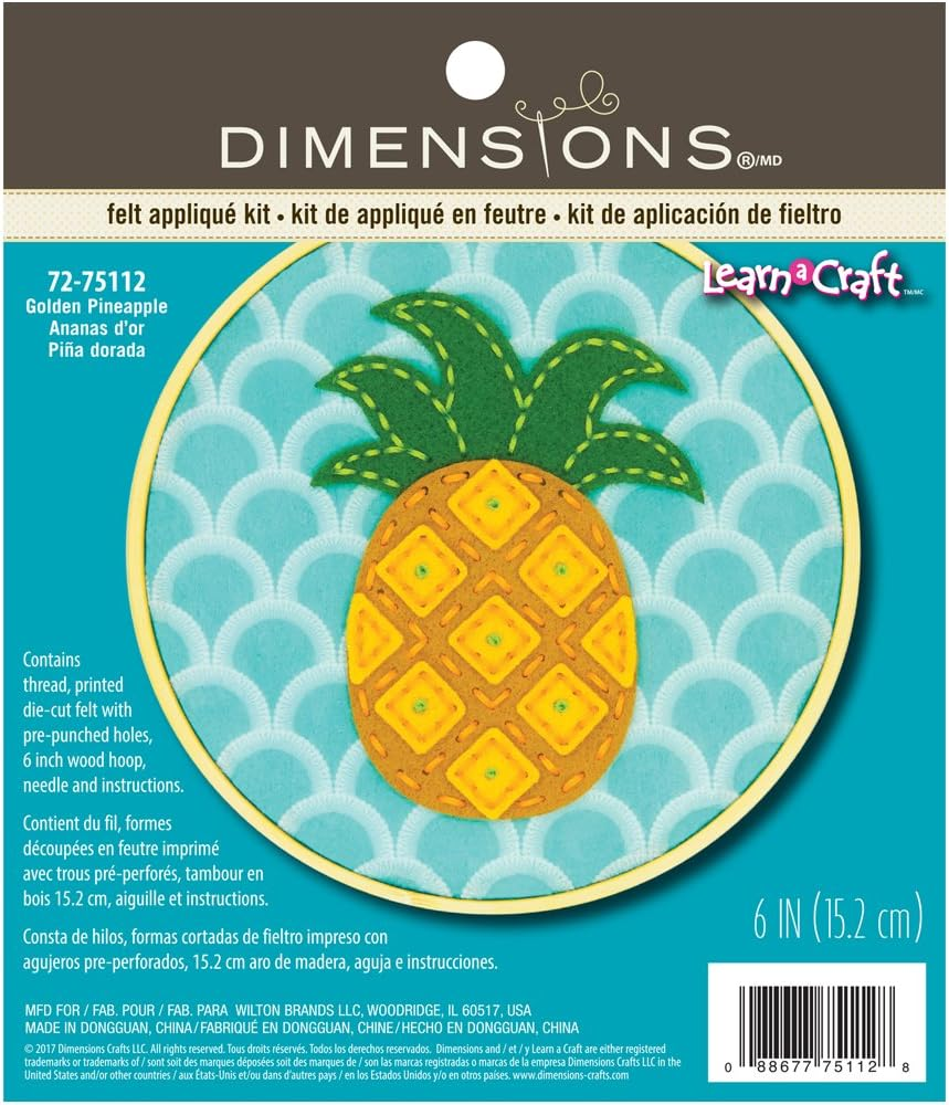 Dimensions Needle Craft Pineapple Wool Felt Applique Embroidery Craft Kit, 6'' - Fox image number 4
