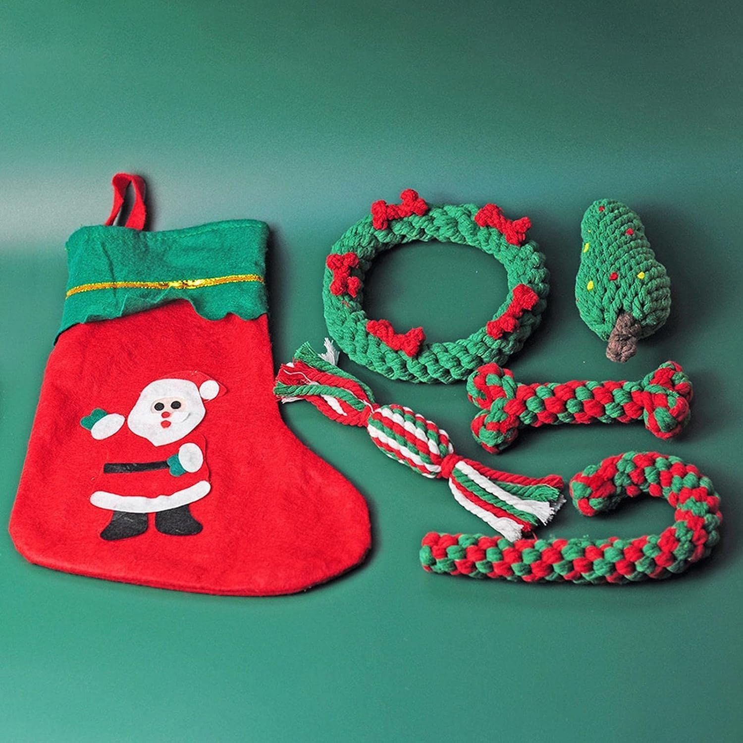 Christmas Dog Cotton Rope | Dog Teething Rope - Dog Accessories for Gum Massage and Oral Healthy for All Breeds, to Dogs image number 2