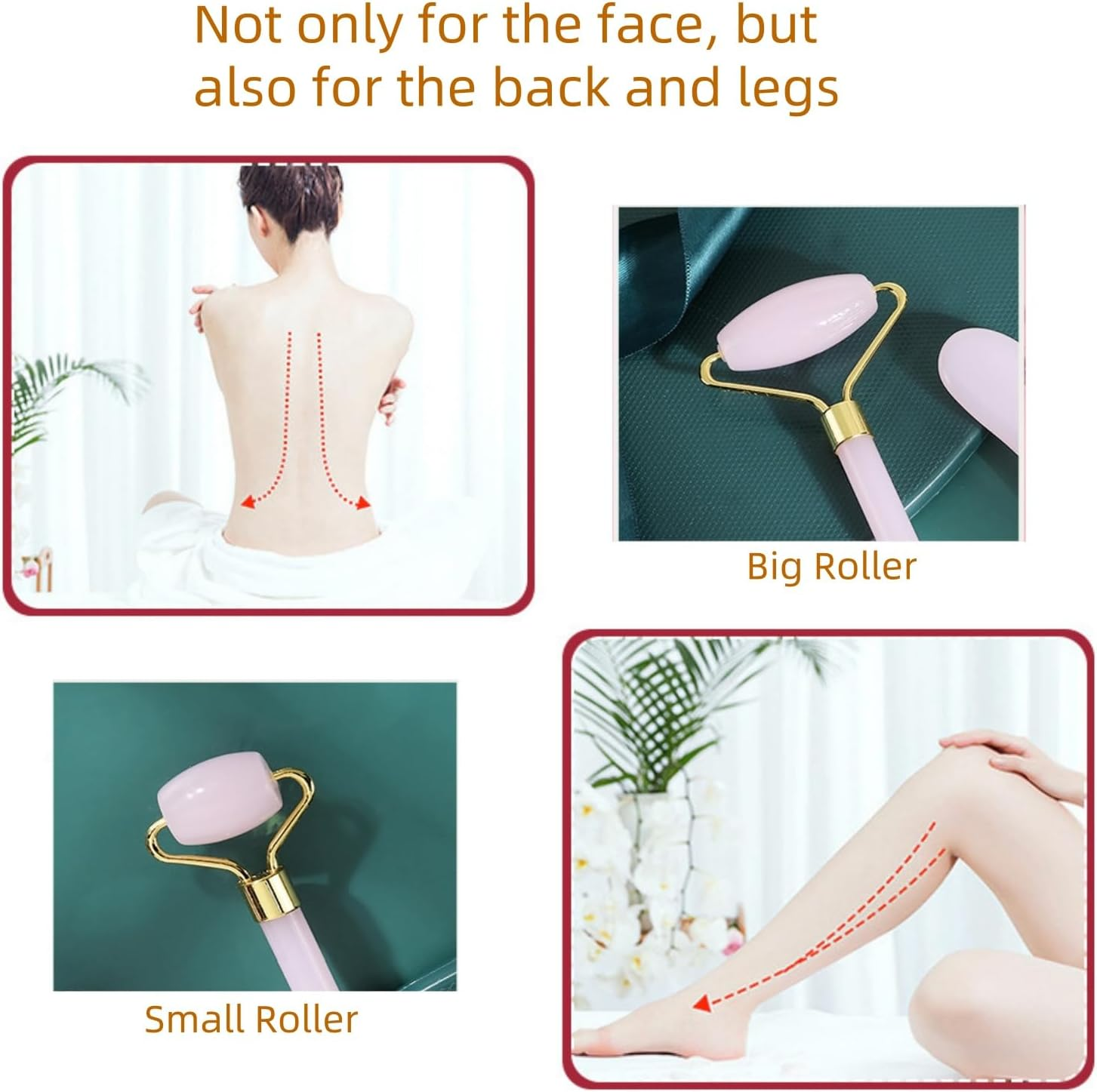 Jade Roller & Gua Sha Facial Tools, 2 Pack Guasha Tool, Massage Tool for Face and Body Treatment, Relieve Tensions and Reduce Puffiness, Skin Care Tools for Men Women (Pink) image number 1