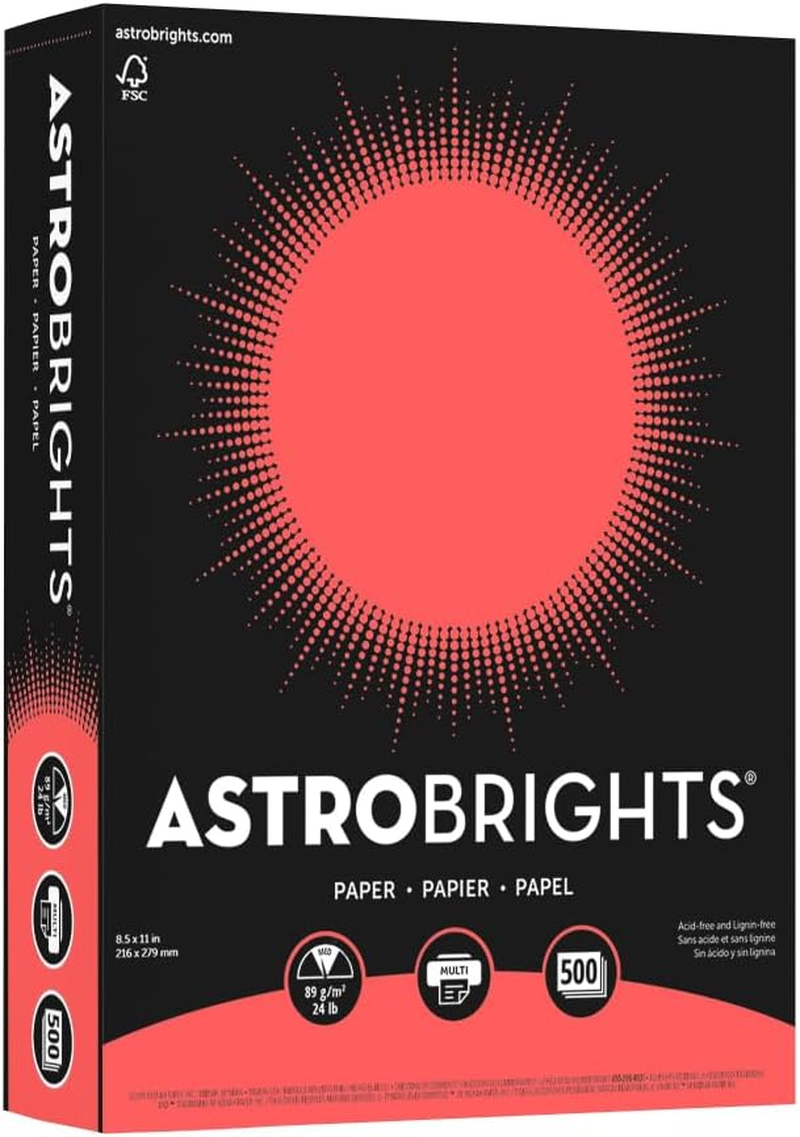 Astrobrights Neenah &reg; Bright Color Paper, Letter Size Paper, 24 Lb, FSC Certified, Rocket Red, Ream of 500 Sheets