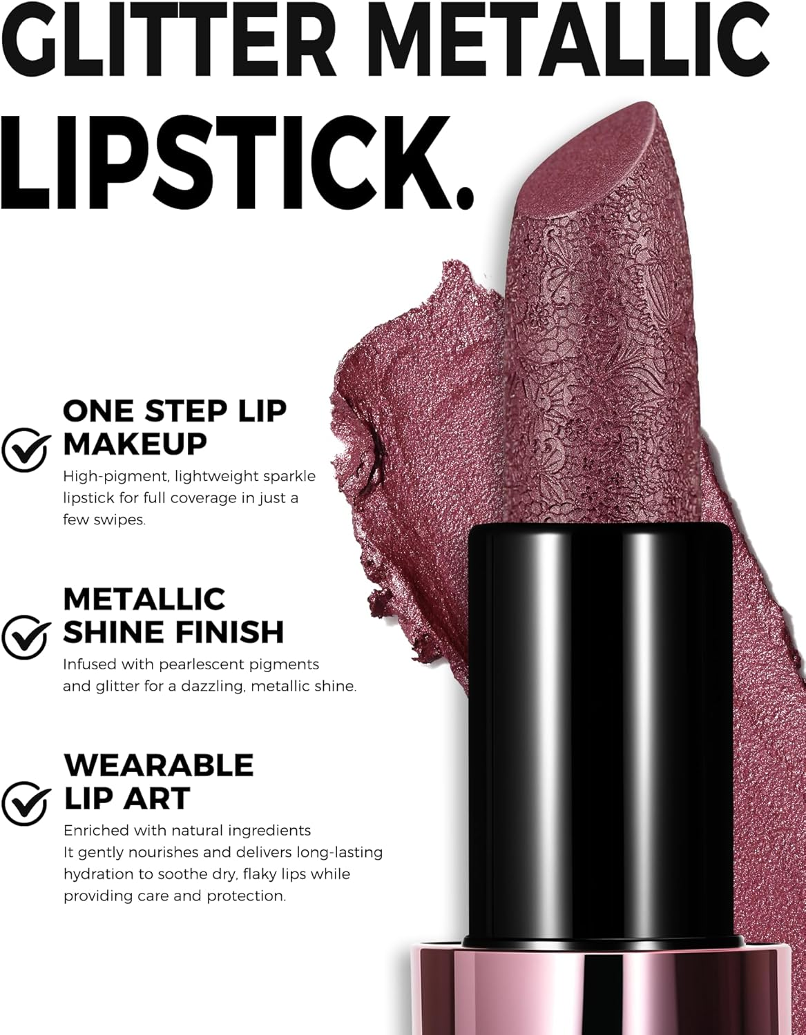 Anglicolor Metallic Gold Lipstick for Subtle 3D Shimmer Effect,Glitter Moisturising Lipstick,Vitamin E & Caster Seed Oil - Light,Soft Creamy Formula,Non-Sticky (04 SUNSET GILDED)