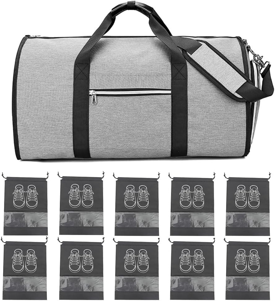 HHWRT Garment Duffle Bag, Garment Bags, 2-In-1 Garment Bag, Garment Bags for Travel, Duffle for Travel Hanging Clothes, Travel Suitcase Suit, with 10 Shoe Pouch image number 5