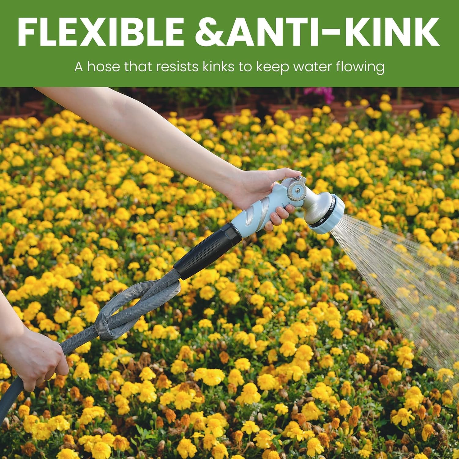 Lightweight Garden Hose 15 M Ultra Flexible, Kink-Free for Outdoor Water Hose Non-Expanding, Burst-Resistant, Heavy Duty RV Hose image number 5