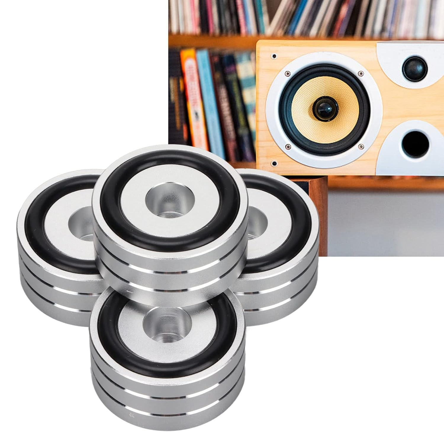 4PCS Speaker Isolation Spikes Vibration Dampening Feet Stands for Subwoofer Turntable Amplifier DAC - Silver (4-Pack) image number 2