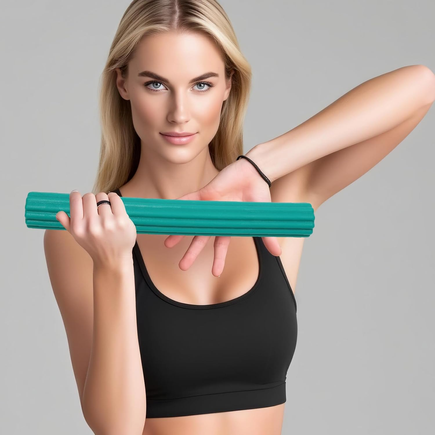 Tennis Elbow Therapy Bar - Resistance Band & Elbow Support-Grip Strength & Shoulder Flexibility, Fitness Equipment for Tennis Players & Arm Strength Training 15LB Green TPE image number 5