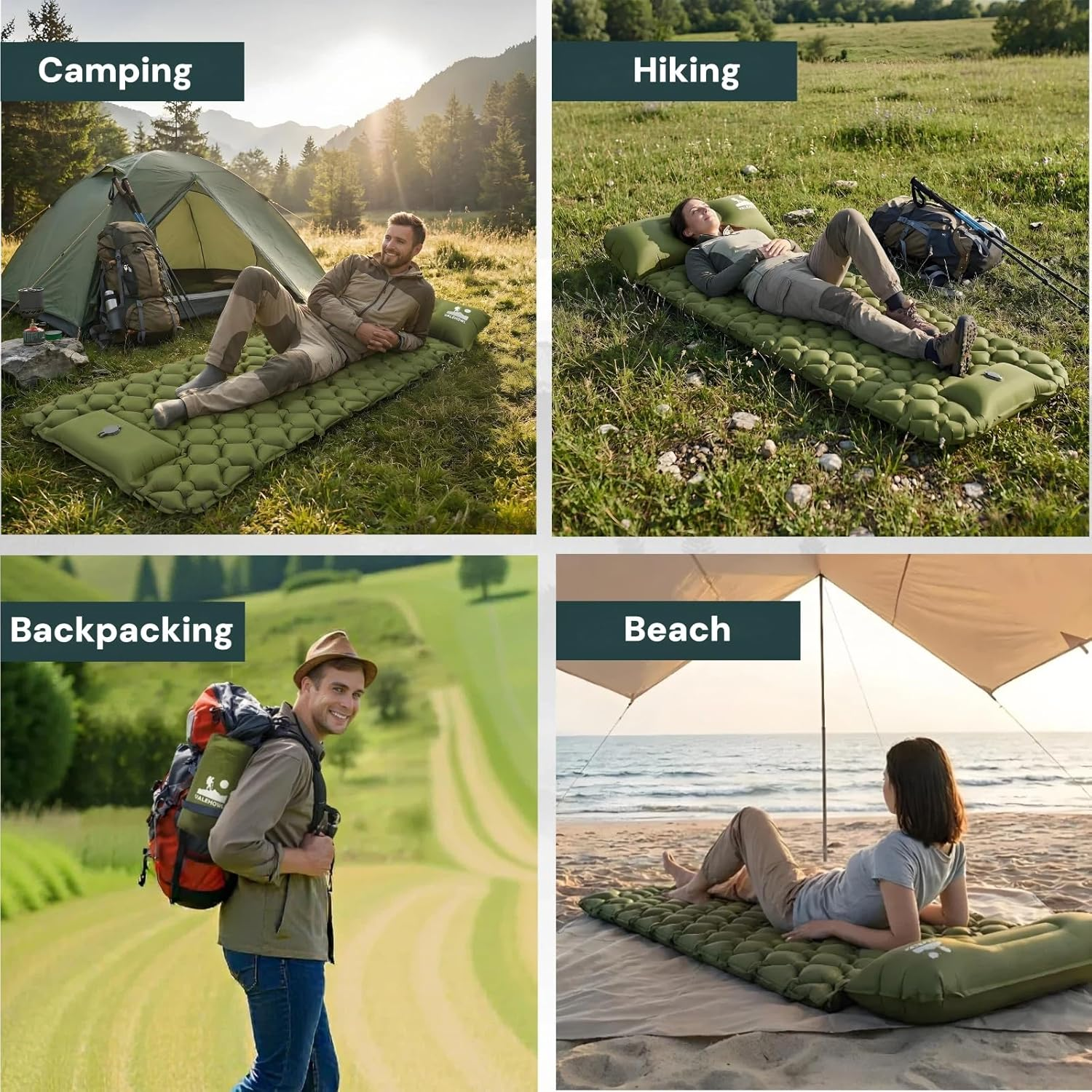 1.8 Pounds Ultralight Inflatable Camping Sleeping Mat, Portable Outdoor Air Mattress, Compact Backpacking Sleeping Pad for Hiking, Tent, Travel image number 2