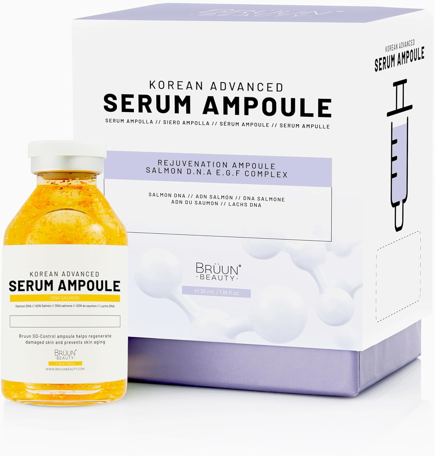 BR&Uuml;UN SD - Control Salmon DNA Ampoule - Micro Needling Korean Serum Booster for Face and Body to Use with and without Derma Pen Microneedling Skin Care Serum 1.18 Fl.Oz