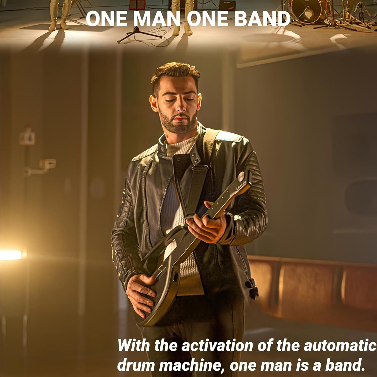 Liberlive - Liberate Your Music Live, Smart Stringless Electric Guitar, Automatic Playing Chord Accompaniment, Foldable Cordless E Guitar with Earphone Jack, Easy for Beginners, Avid Music (White) image number 3