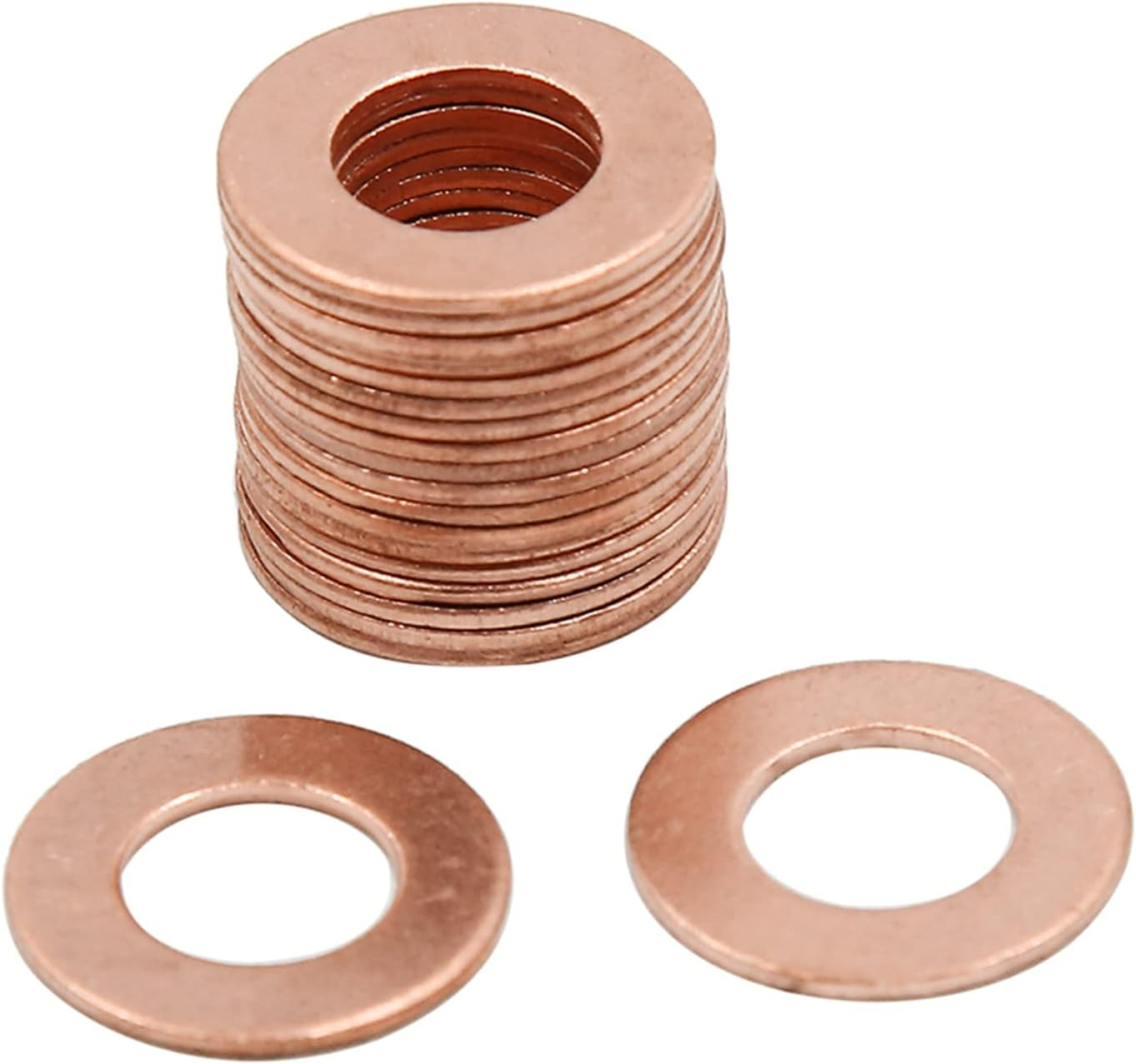 X AUTOHAUX 20 Pcs M10 X 20Mm X 1Mm Copper Washers Flat Sealing Gaskets Rings
