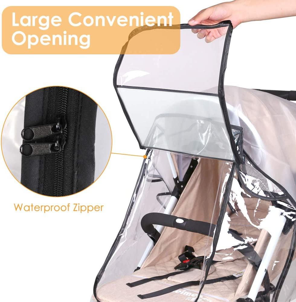 Slowton Stroller Rain Cover Universal Size, Waterproof Dustproof Windproof Durable Protection, Travel-Friendly Stroller Weather Shield with Eye Screen, Outdoor Use Eye Protection Stroller Accessory