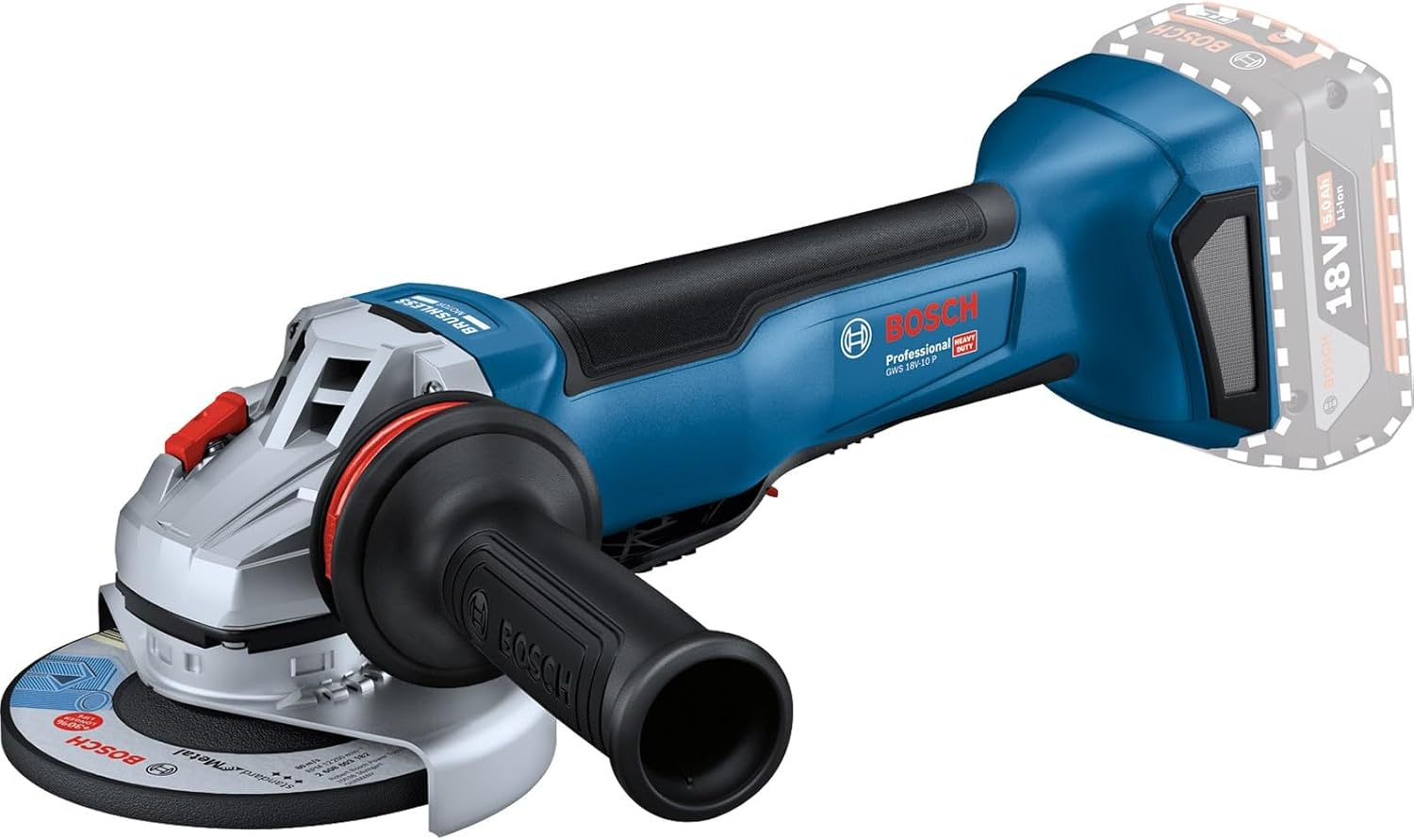 Bosch Professional 18V System Cordless Angle Grinder GWS 18V-10 P (Brushless Motor, Equal Power to a 1,000 W Corded Grinder, Kickback Control, Intelligent Brake System) image number 3