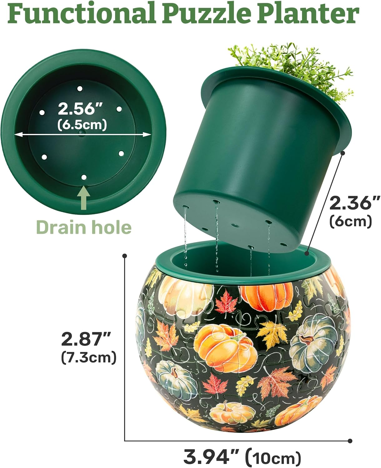 Piecerelax 3D Puzzle Planter - Smart - Happy Reading - Small round Plant Pots with Drainage, Home Decor Flower Pots for Indoor Cactus, Succulents Pots [K1102] image number 1