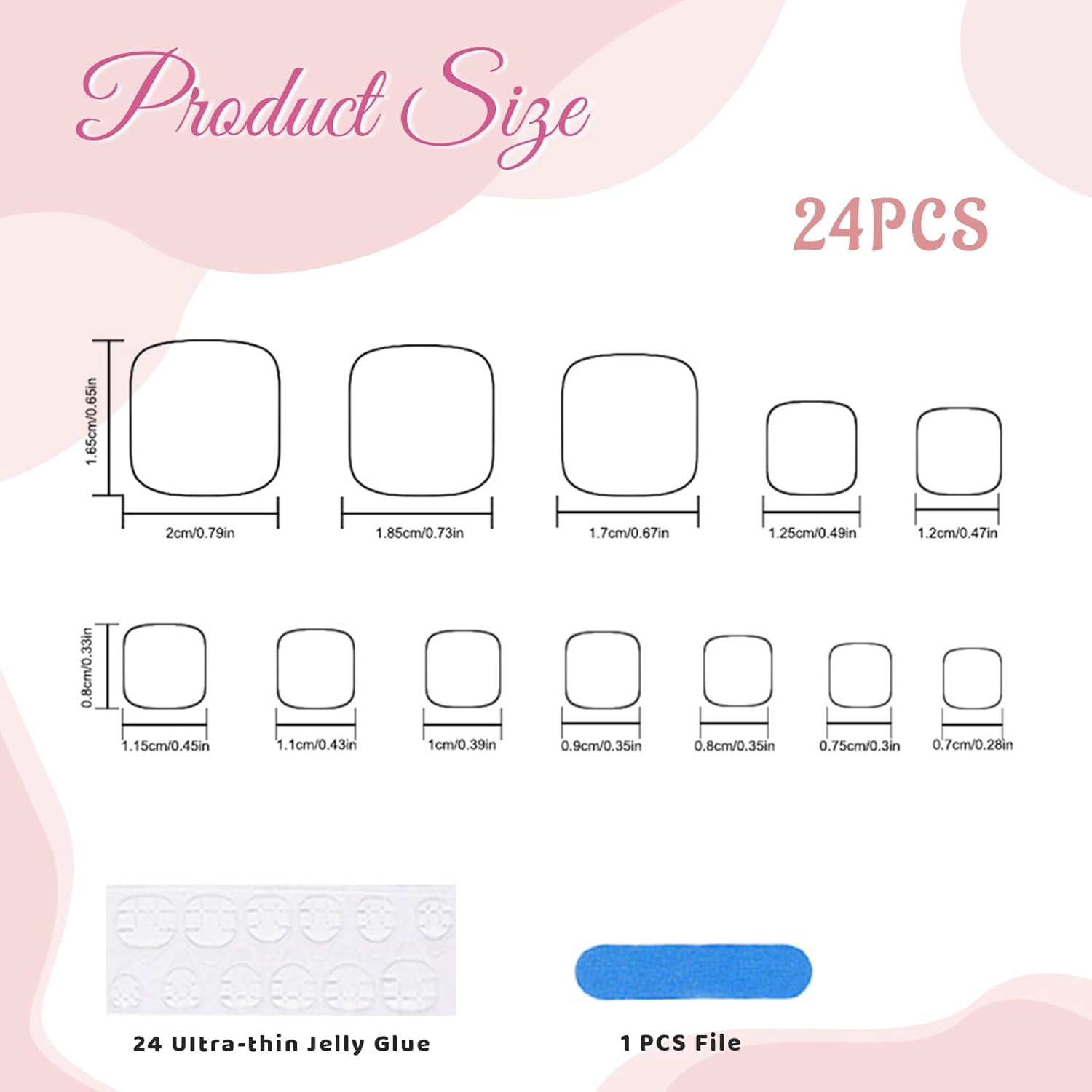 NATOSU Pink French Tip Press on Toenails Short Glitter Fake Toenails Square Shape Fake Toenails Cute Designs Full Cover Stick on Toenails for Women image number 2