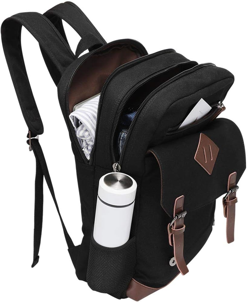 Canvas Backpack for Men Women, Vintage Rucksack Fits Most 15.6 Inch Laptop image number 2