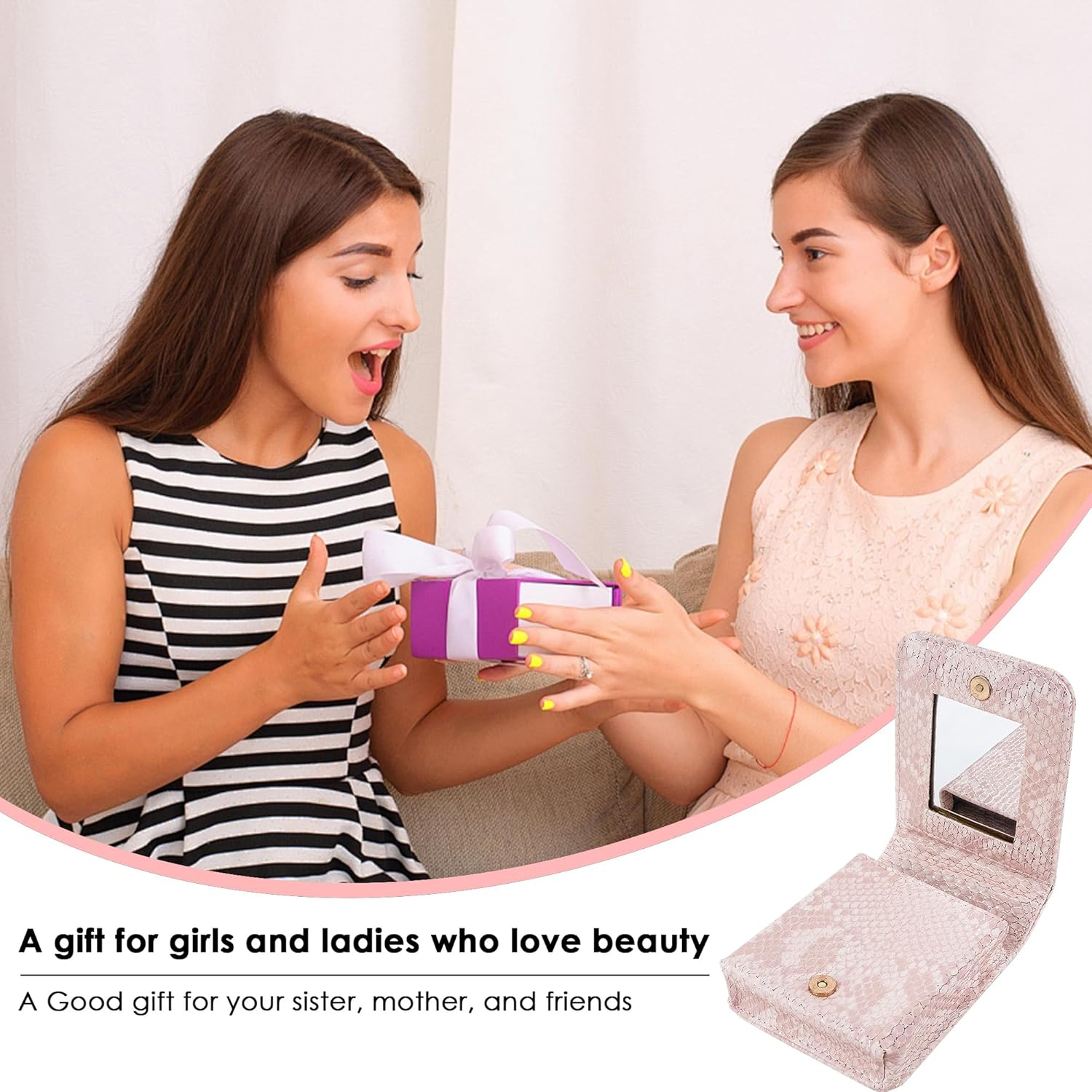 Biiange Pink Lipstick Holder, Lipstick Case with Mirror, Mini Portable Makeup Holder for Women Girls, for outside Mini Bag Travel Cosmetic Pouch (1Pcs) image number 4