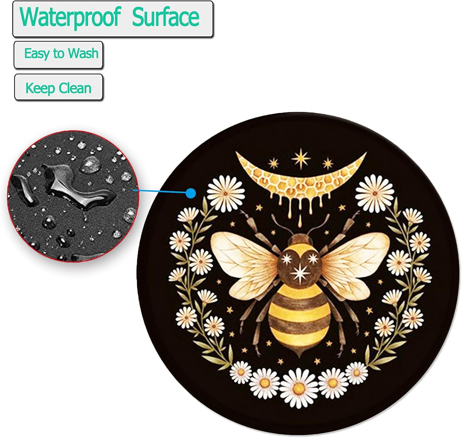 HEVITDA Mouse Pad, Premium-Textured Mouse Mat, Gaming Mouse Pad, Anti-Skid Rubber Base Mousepad with Delicate Stitched Edge for Laptop, Computer & PC, Honeybee