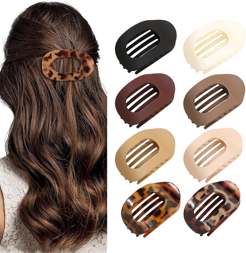 TTPSRY Pack of 8 Hair Clips Flat Oval Hair Clips Strong Grip Duckbill Clips Updo Hairstyles Simple Simple Hair Accessories for Women image number 4