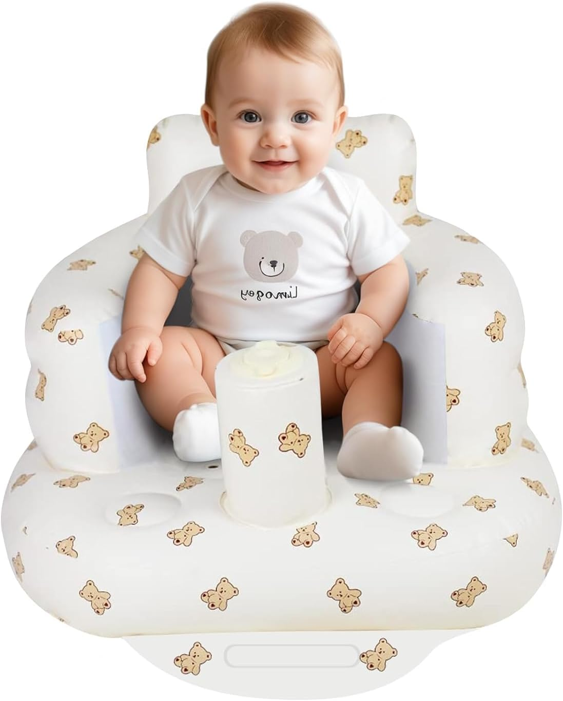 Inflatable Baby Chair for Babies 3 Months and Up, Baby Support Seat Summer Toddler Chair for Sitting Up, Baby Floor Seat with Built in Air Pump (Orange)