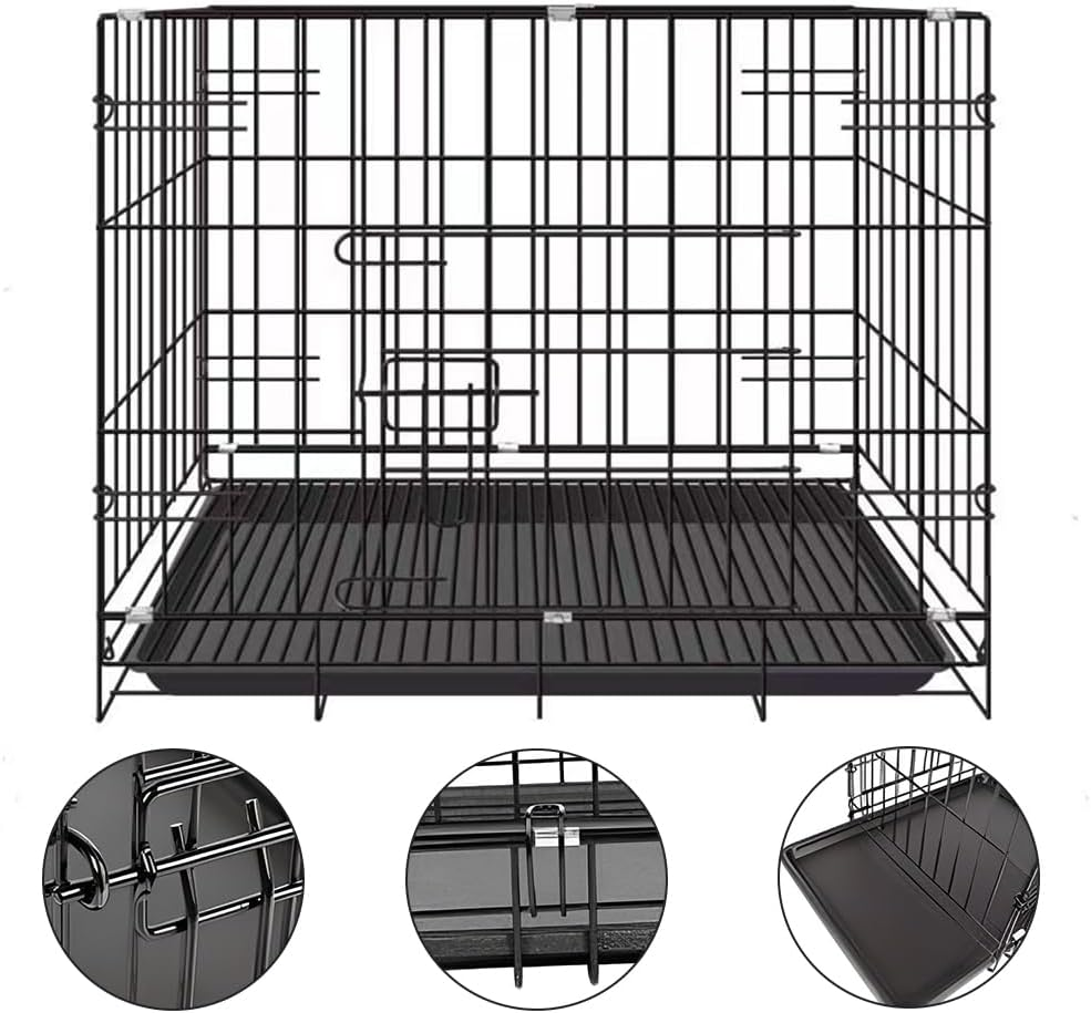 Dog Crat,Foldable Pet Basket,Double Door Dog Crate,Puppy Playpen House,Chew Proof Dog Chest,Portable Travel Cage, for Pets up to 50 Pounds image number 1