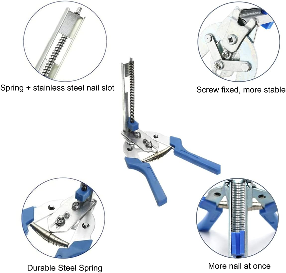 WOMOUR Type M Nail Ring Pliers - Hog Ring Chicken Duck Goose Dog Cat Rabbit Kit Clamp with Nail Groove for Animal Cages/Wire Fencing, Repair Hand Tools with 600 Pcs Galvanized Steel Rings image number 6