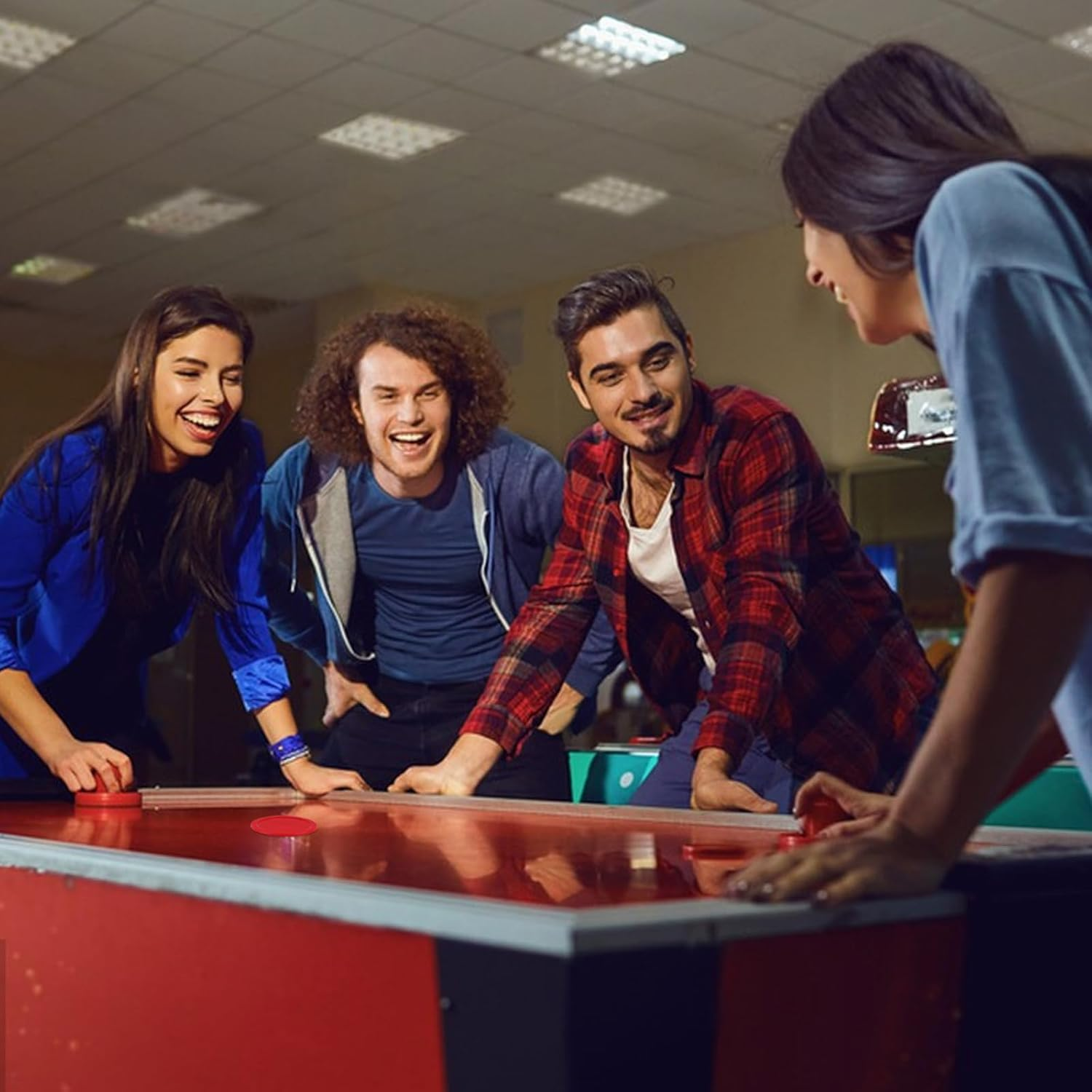 10 Pcs Air Hockey Pucks, 2.5 Inch Air Hockey Puck Set for Air Hockey Table, Red Home Air Hockey Heavy Replacement Pucks Parts Set for Game Tables Accessories, for Air Hockey Paddles and Pucks image number 6