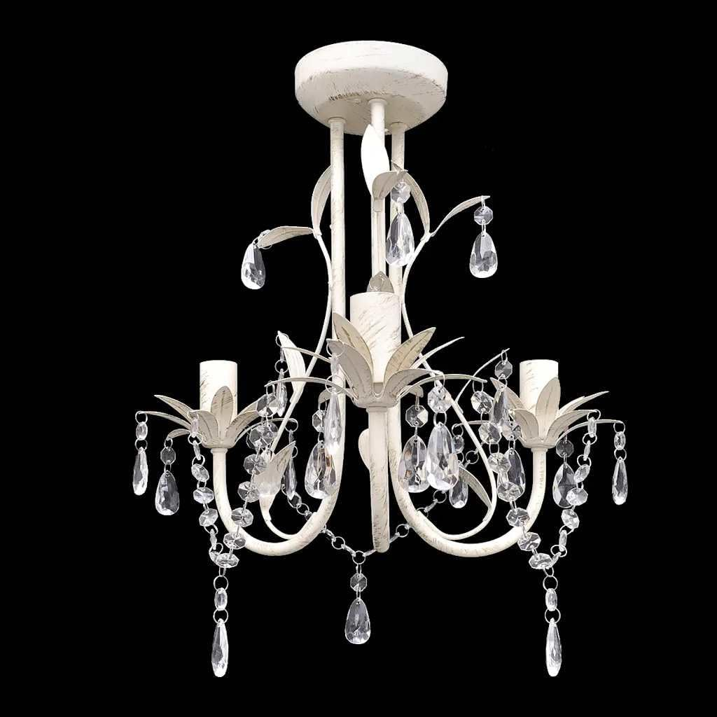 Crystal Pendant Ceiling Lamp Chandelier Elegant White Modern Lighting Home Decor image number 4