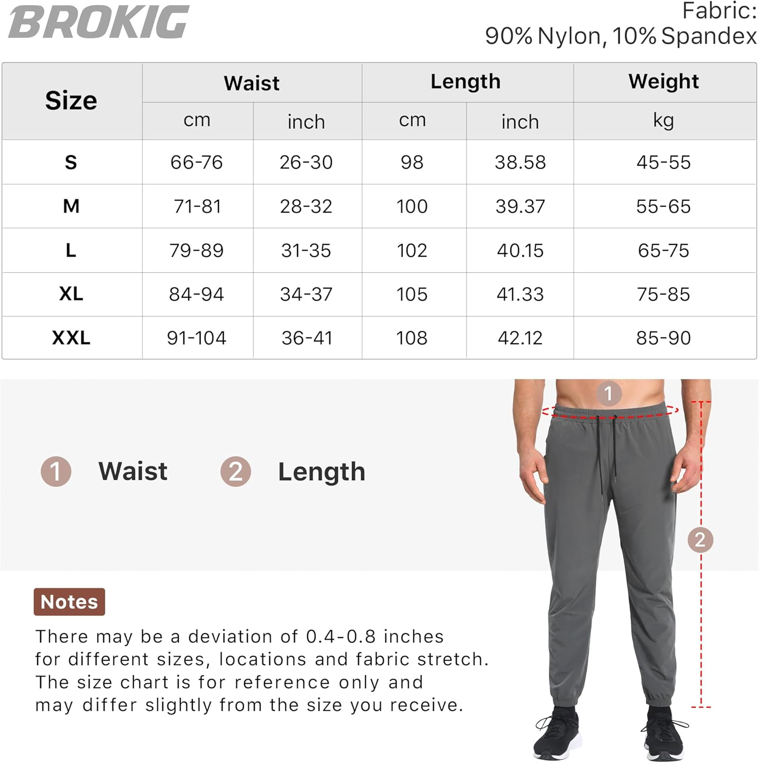 BROKIG Men'S Trianloop Gym Track Pants,Lightweight Athletic Joggers Casual Fit Workout Sport Running Sweatpants Zipper Pocket image number 6