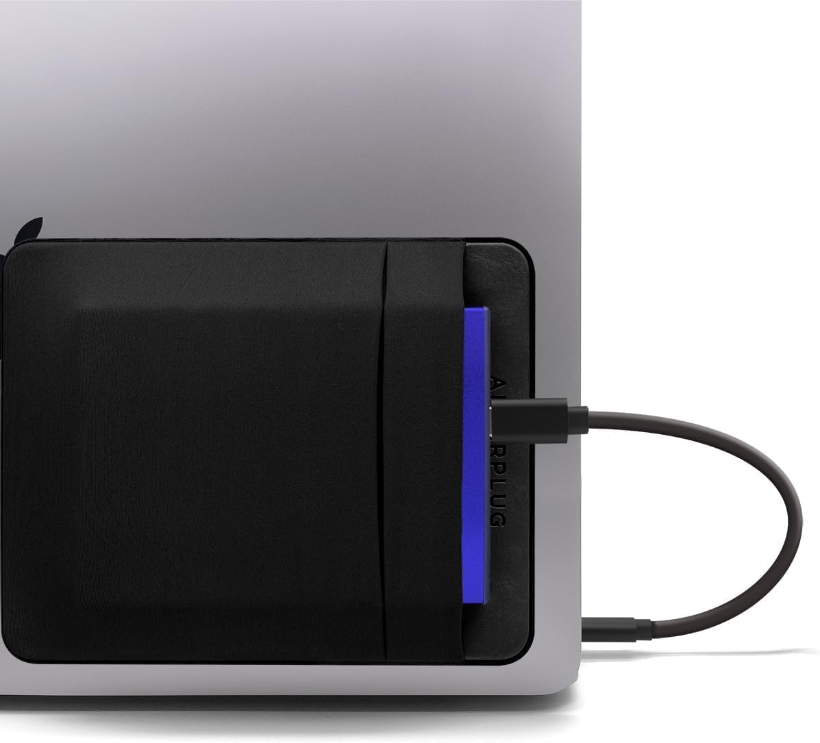 Afterplug 2-Pocket Adhesive Pouch for Laptop, Compatible with External Portable SSD, Magic Mouse, USB Cable and More - Black