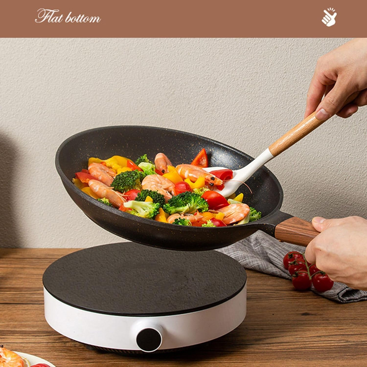 Oolong Nonstick Frying Pan Skillet with Lid,Long Handle,11 Inch Saute Pan,Non Stick Wok Pan with Lid,Kitchen Cooking Pans Compatible with All Stovetops,Pfoa Free