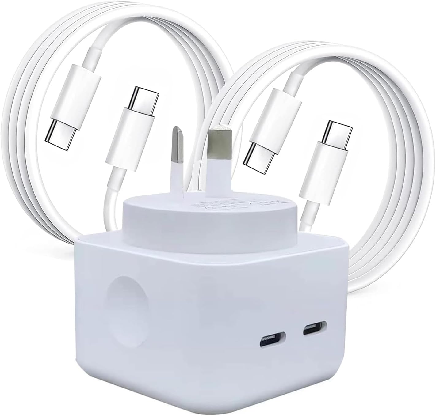 40W Dual USB C Charger, KIYOSAKI Dual USB-C Port Power Adapter Type C Plug Compatible with Iphone 14 Pro Max/14 Pro/14/13 Pro Max/13 Pro/13, Ipad Pro/Air, Macbook, Apple Watch, Samsung Galaxy Etc image number 2