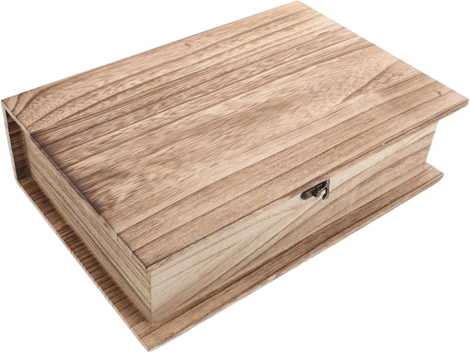 Hohopeti Vintage Wooden with Flip Lid Memorial Storage Container for Books and Trinkets Unpainted Memorial Case Home Decoration image number 1