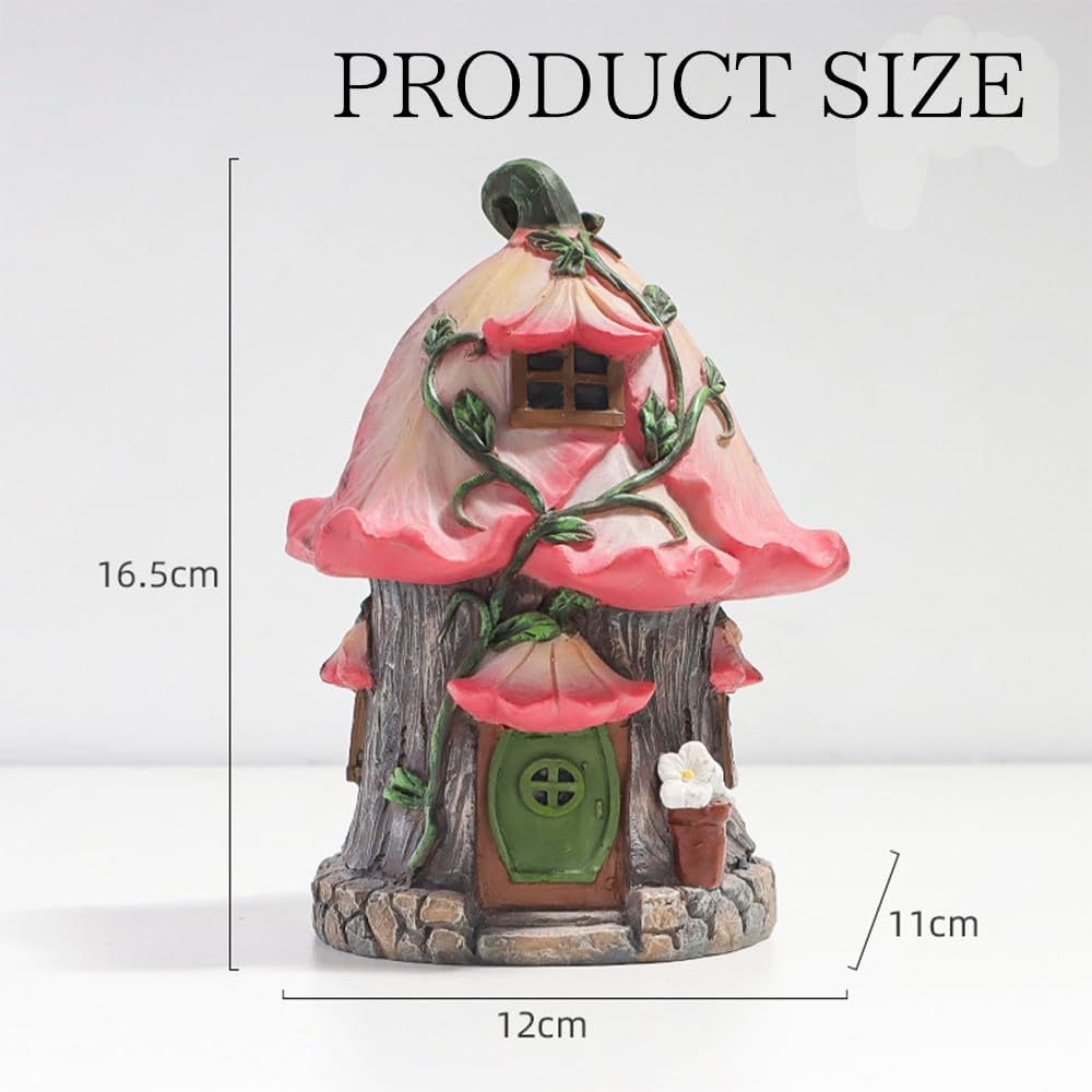 Fairy Garden Outdoor Statues Trees Decoration,Resins Miniature Fairy House Decorations,Exquisite Garden Cottage Figurines, House Patio Lawn Ornament Accessory image number 5