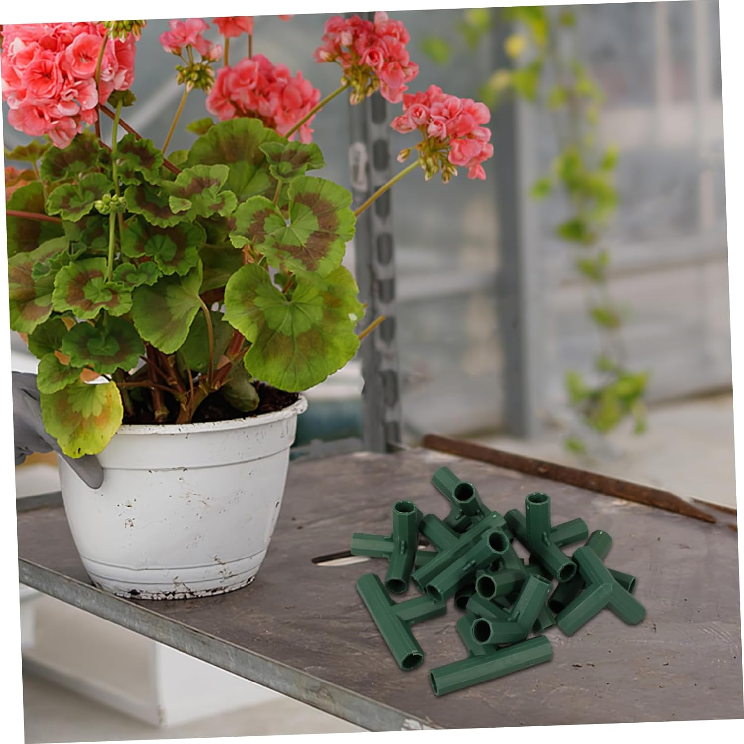 BEBEMOKO 12Pcs Three-Way Gardening Frame Joints Greenhouse Connectors Frame Connector for Greenhouse Material Reusable and Stable