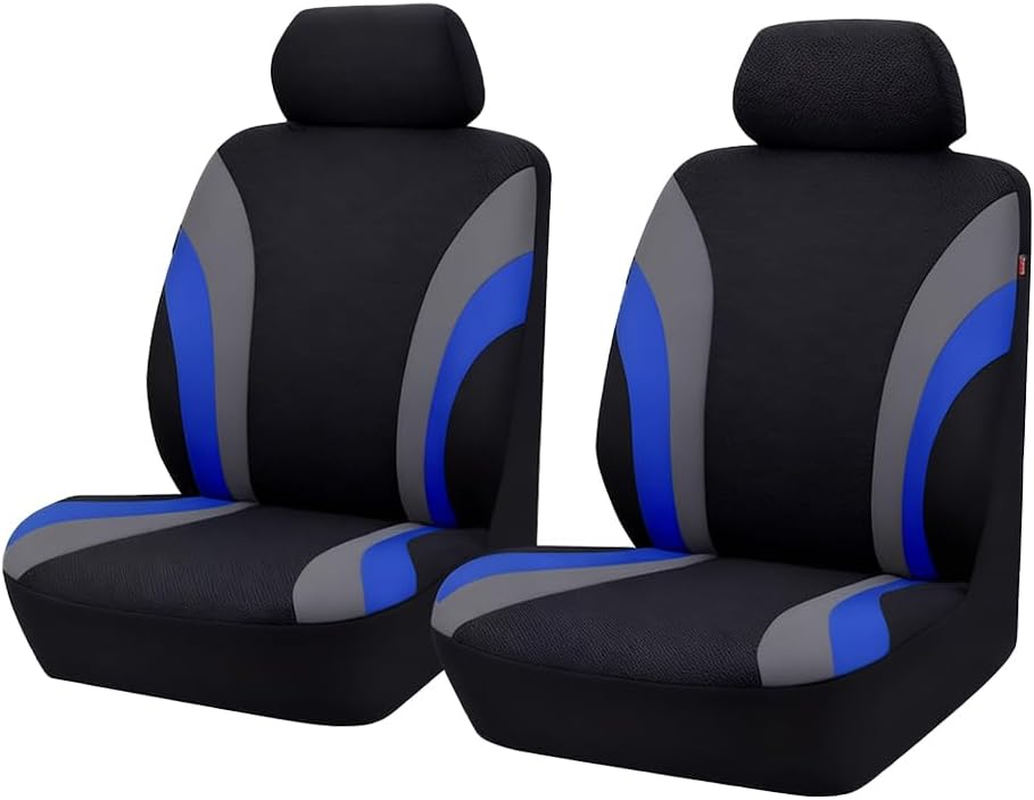 Sandfren Car Front Seat Covers Only, Sports Breathable Mesh Vehicle Front Seat Protectors with Removable Headrest Covers, Auto Interior Protection Accessories, Universal Fit (Gray)