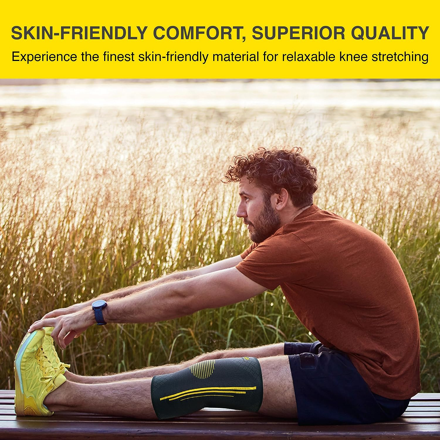 Bracoo Knee Brace, Knee Support, 2 Pack Knee Sleeves, Breathable Knee Compression Sleeve with Side Stabilizers for Gym, Running, Training, for Men & Women, KE92, Black, XL