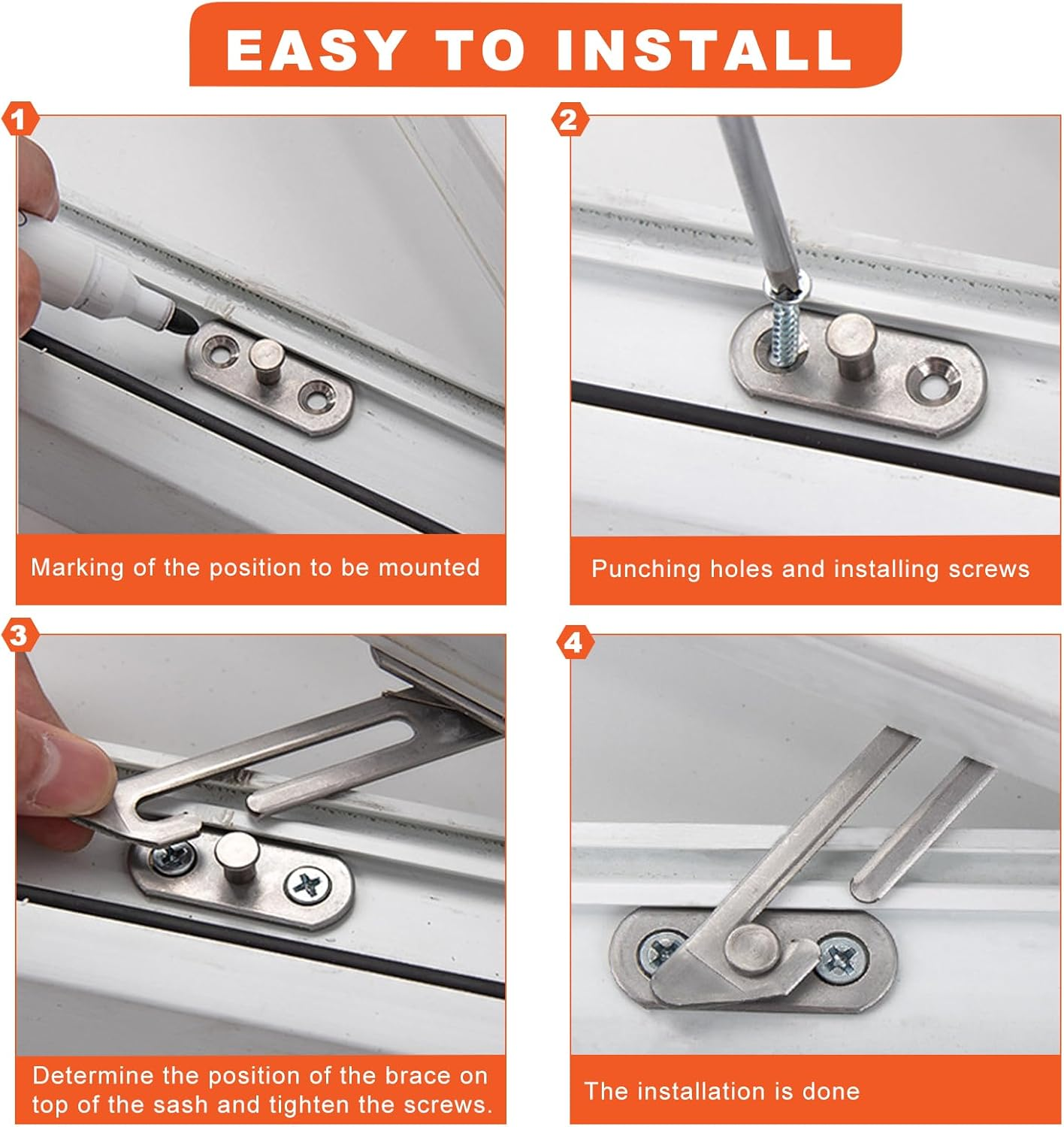 KOVOSCH 4 Pairs Window Restrictors Locks,Window Restrictors for Upvc Windows,Stainless Steel 304 Security Lock Child Lock,Restrictor Catch Safety Catch with Screws image number 3