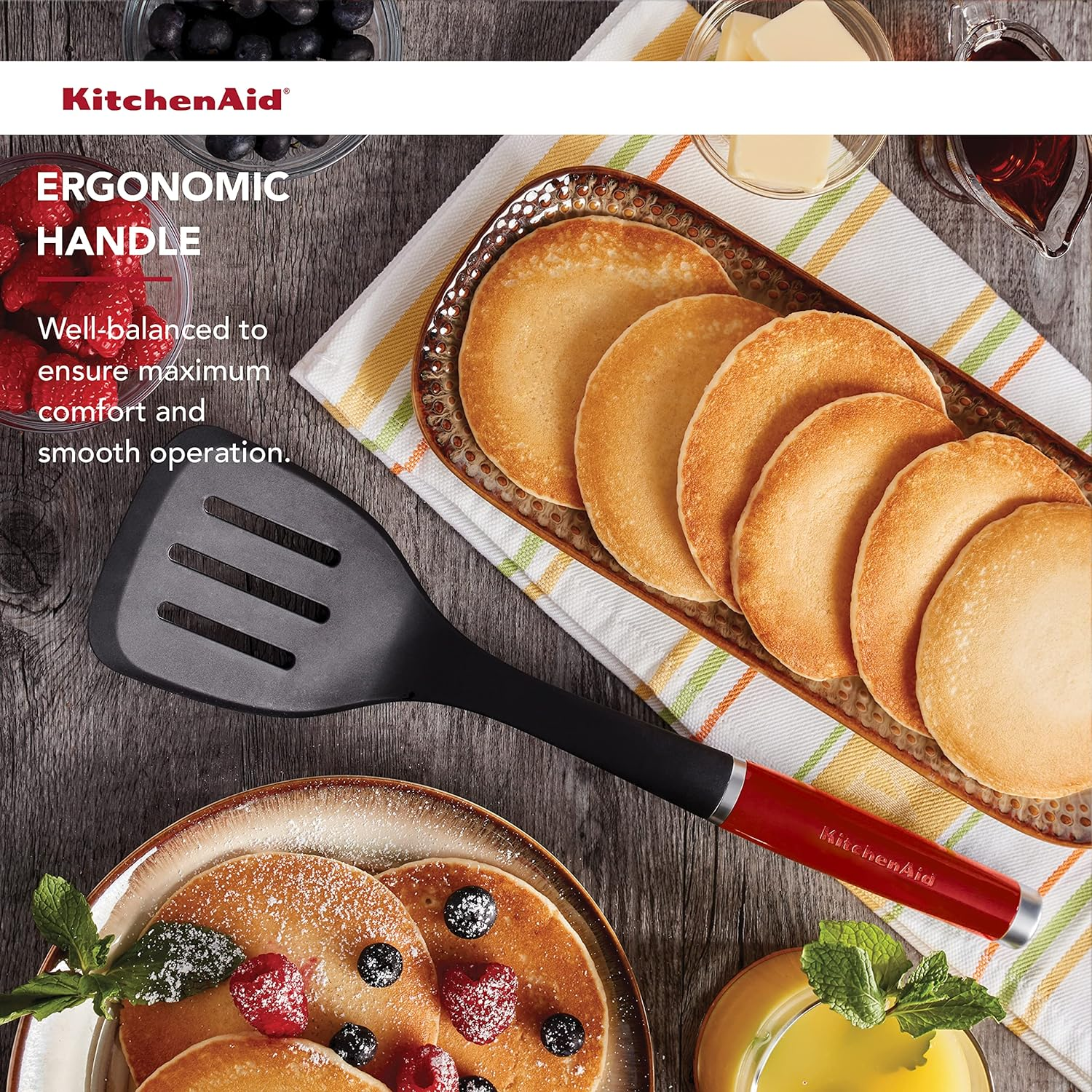 Kitchenaid Classic Slotted Turner - Nylon, Empire Red, Heat Resistant to 450&deg;F (232&deg;C) | Lightweight and Stain-Resistant | Lifetime Limited Warranty | Perfect for Flipping, Stirring, and Draining