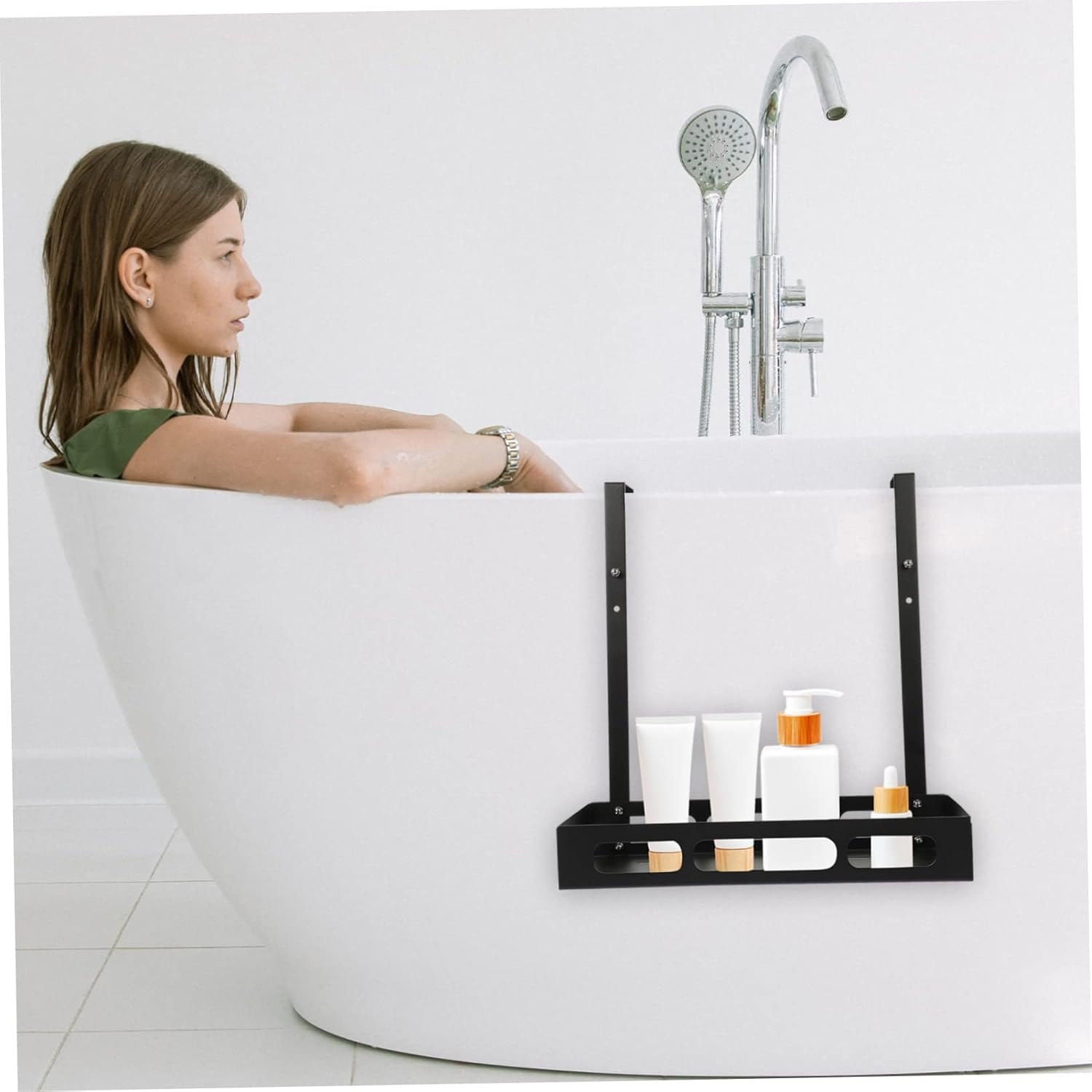 Beatifufu Sturdy Iron Shower Storage Rack over Door Basket for Home Supplies Easy Hanging Storage image number 4