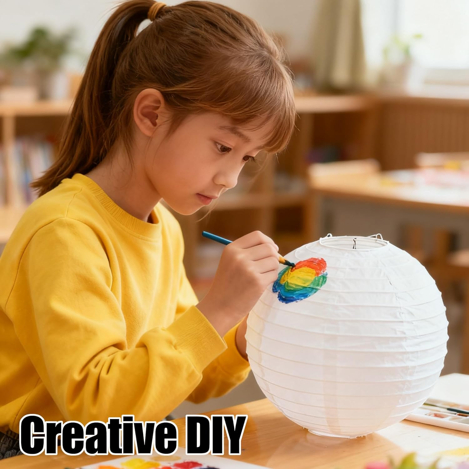 Ikare 20Pcs White Paper Lanterns,6" 8" 10" 12" round Paper Lanterns,White Hanging Lanterns Lamp for Birthday, Wedding, Christmas, Bridal, Home Decor, Party Decoration image number 4