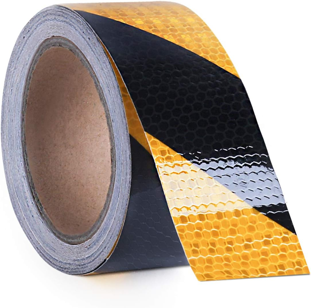 2" X 33Ft Reflective Tape Safety, ONTWIE Reflective Warning Sticker Hazard Caution Tape Strong Reflectivity High-Adhesive Bright Safety Reminder Tool - Yellow/Black image number 4