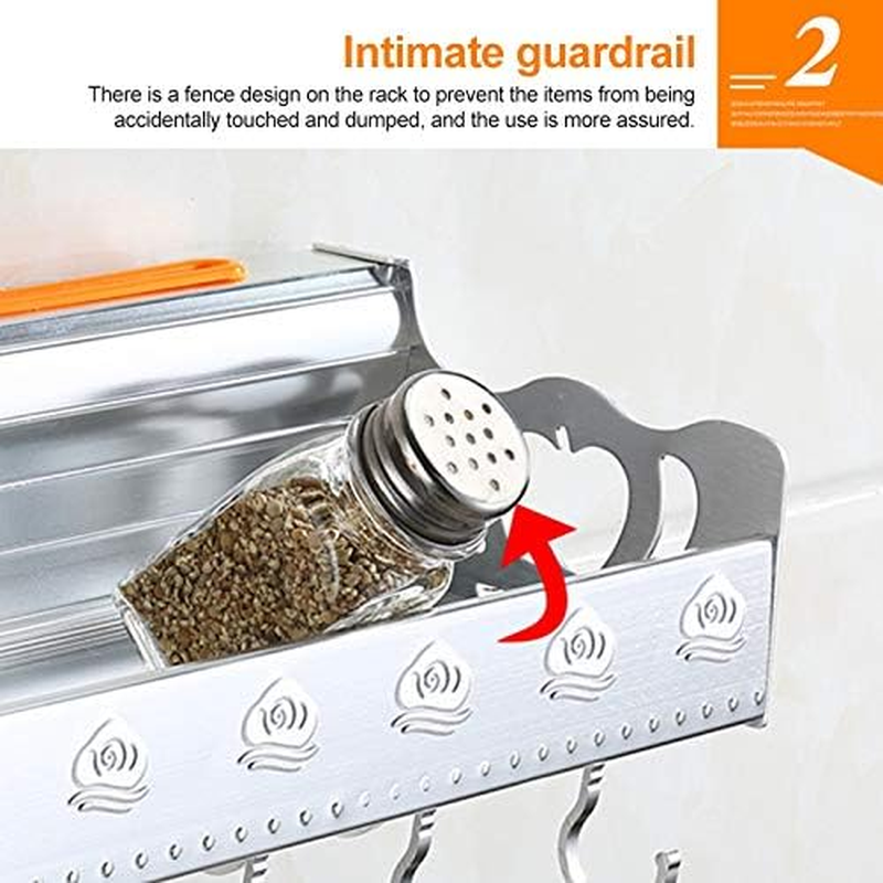 Kitchen Shelf 50Cm 2 Chopstick Cylinders 6 Hooks Kitchen Multi-Function Single-Layer Wall Hanging Knife Holder Storage Rack Kitchen Shelf image number 3