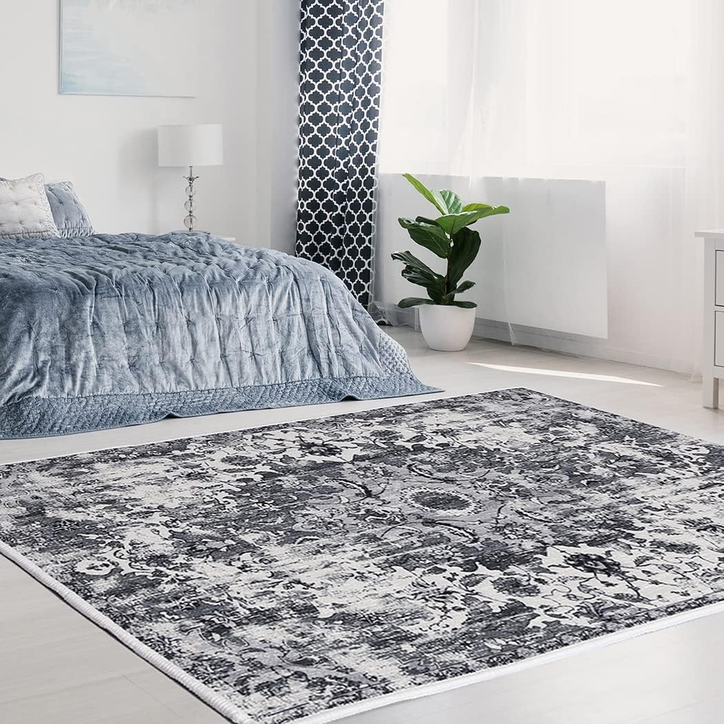MARLOW Anti-Slip Floor Rugs, 200 X 290Cm Skin Friendly Area Rugs, Soft Large Home Decor Carpet Indoor Outdoor - Versatile for Bedroom, Dining Room, Living Room (Grey) image number 2
