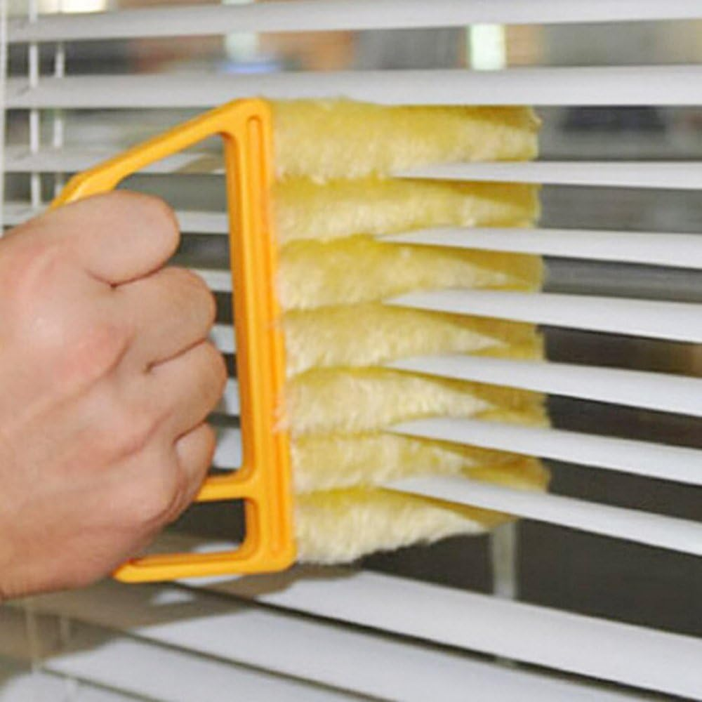 Blind Cleaner Brush, Blinds Dust Shutters, Mini Washable & Removable Window Air Conditioner Duster with 7 Slat Handheld Household Kitchen Cleaning Tools (Yellow, One Size) image number 3