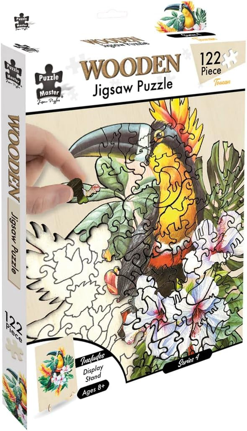 Puzzle Master Wooden Jigsaw Puzzle with Display Stand &ndash; Kookaburra Artistic Animal-Shaped Puzzle for Adults & Kids &ndash; Premium Wood, 117 Pieces image number 5