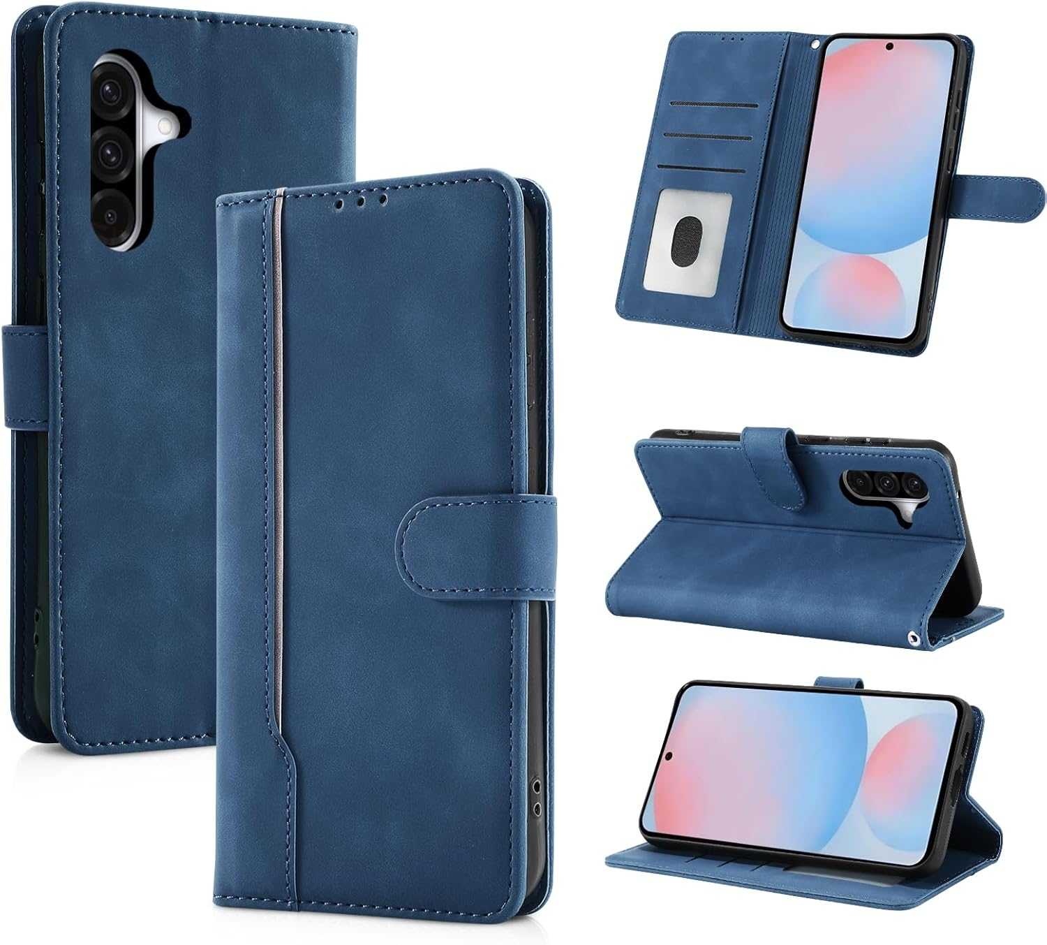 Aswant Wallet Case for Samsung Galaxy A56 5G Premium Leather Flip Protective Cover Magnetic Case with Stand Function (Blue) image number 4