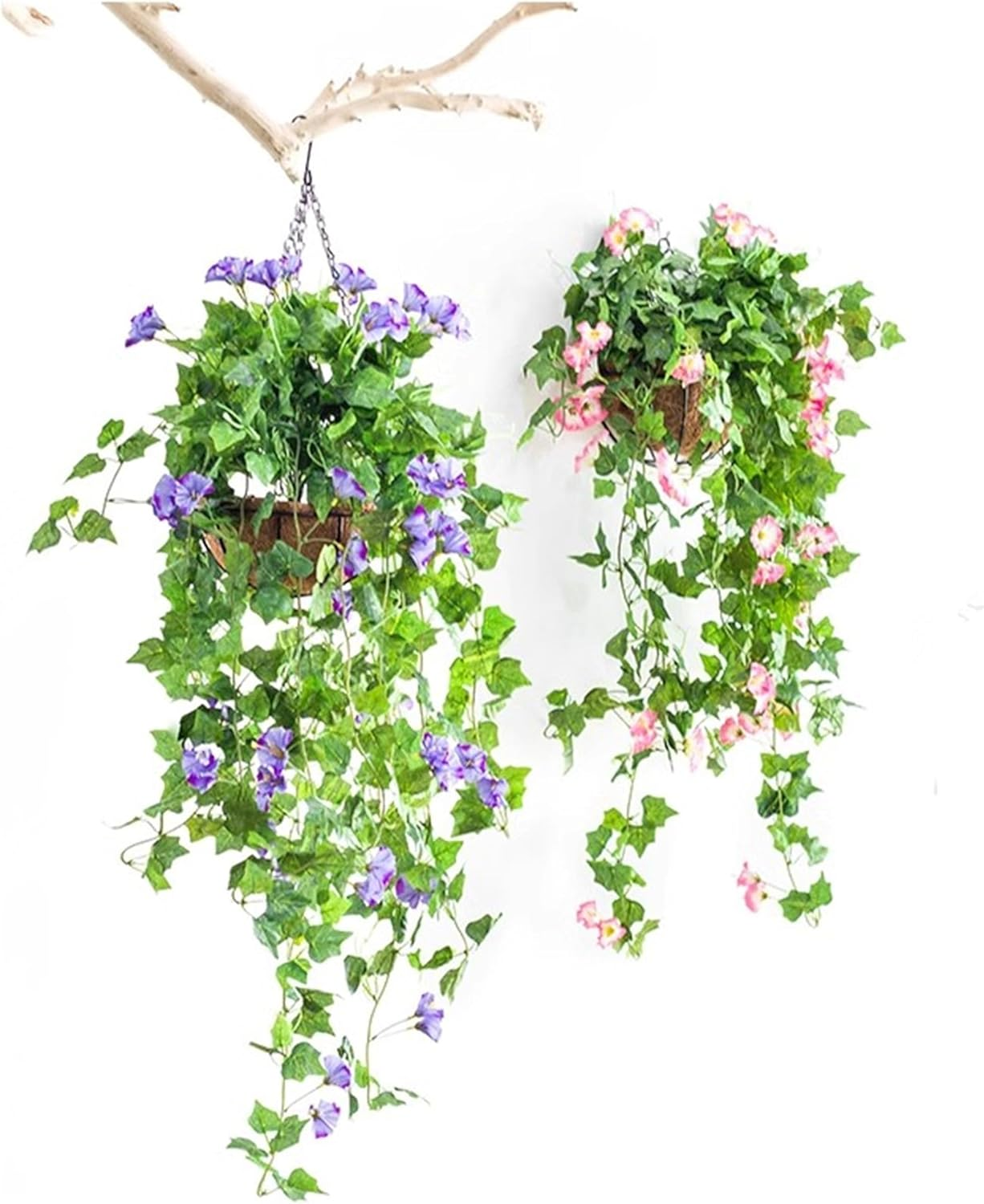 4 Pack Hanging Basket for Plant Garden Outdoor, Metal Hanging Planter with Coco Liner, Hanging Coco Planter Baskets Outdoor for Flowers, Hanging Flower Pots for Garden Balcony Railings Indoor (8 IN) image number 2